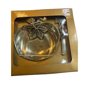 Biltmore For Your Home Dip Bowl & Spreader Set Appetizer Pumpkin Silver
